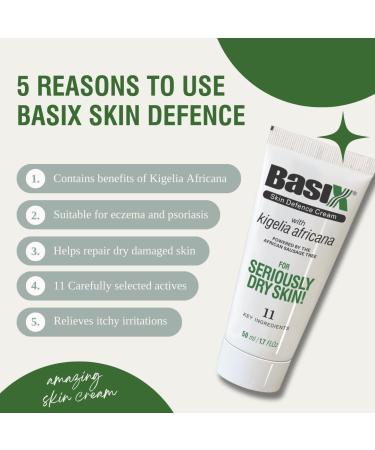 Basix Skin Defence Cream (100ml Pump) Repair Cream for Seriously Dry Skin with Kigelia Africana - suitable for Eczema Psoriasis and Dermatitis - Buy Online on GoSupps.com