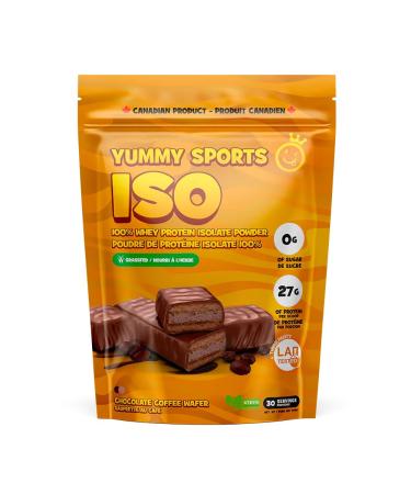 Yummy Sports Whey Protein Powder Isolate - 27g Protein Per Serving - Grass Fed Fast Absorbing Protein - Vegan Zero Sugar Keto Friendly Protein Supplement - 30 Servings 2 LBS - Coffee Wafers