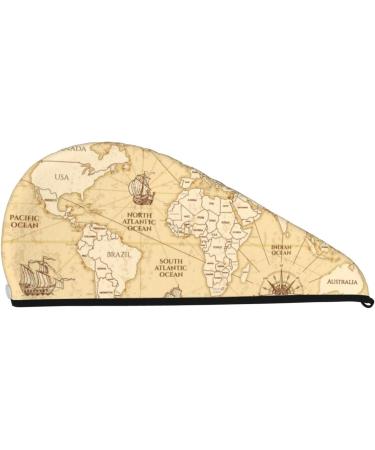 World Map Microfiber Hair Towel - Soft Super Absorbent Hair Wrap for Long Curly & Thick Hair | Quick Dry Coral Velvet Cap for Women - Buy Online on GoSupps.com