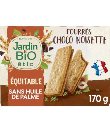G n rique Jardin Bio tic - Organic Chocolate Hazelnut Filled Crispy Cookies - 170g - Delicious organic treat for a sweet break - Pack of 4