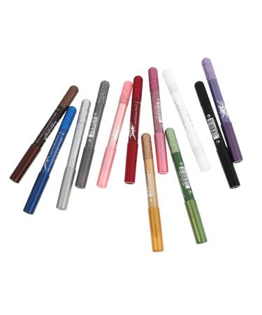 FRCOLOR 12pcs Pearlescent Eyeshadow Pencil Glitter Eyeshadow Girl Makeup Pens Long-lasting Eye Shadow Pen