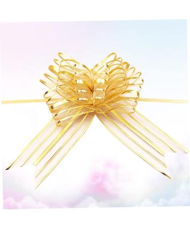 FRCOLOR 10pcs Golden Wedding Pull Flower Bows - Large Hand-Painted Gauze Decor for Weddings & Christmas - Perfect Gift Garland Decoration 74x5cm - Buy Online on GoSupps.com