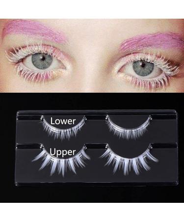 White Halloween False Eyelashes - Anime Cosplay Makeup - Masquerade Party Lashes - 2 Pairs (Upper & Bottom) - Buy Online on GoSupps.com