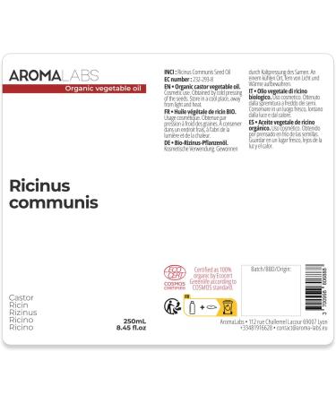 Aroma Labs - Organic Castor - Virgin and Cosmos Certified Vegetable Oil - 250 mL - Buy Online on GoSupps.com