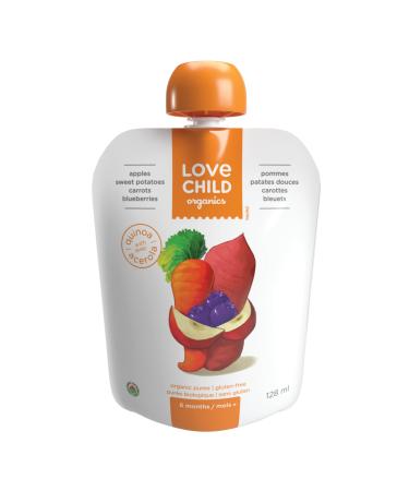Love Child Organics Apples Sweet Potatoes Carrots + Blueberries Puree - 128 ml