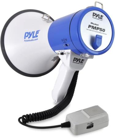 Portable Megaphone Speaker PA Bullhorn 50W with Siren, Volume Control - 1200 Yard Range - Ideal for Outdoor Sports, Cheerleading, Safety Drills | Pyle PMP50 - Buy Online on GoSupps.com