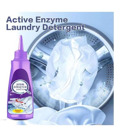 Active Enzyme Laundry Stain Remover Clothes Oil Stain Remover Stubborn Stains Cleaner 120ml Active Enzymatic Laundry Cleaning White Stain Remover for Fabric Underarm Stains (Purple-3) - Buy Online on GoSupps.com