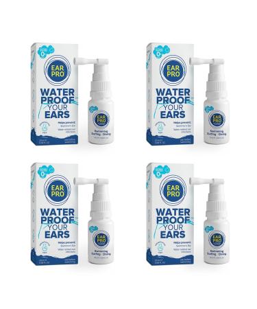EarPro Natural Swimmer Ear Spray for Kids & Adults Block Water Before Swimming Surfing or Diving - Replace Ear Plugs Safe & Easy Protection Against Trapped Water 4 Pack Up to 800 Sprays.