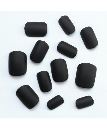 Short Press on Nails Square - 120Pcs Matte Color False Nails with Adhesive Tabs | Full Cover Acrylic Glue-on Nails for Women & Girls - Stylish Black Design - Buy Online on GoSupps.com