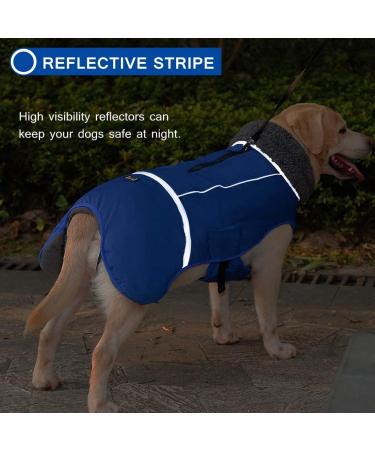 Reflective Waterproof Dog Winter Jacket with Thicken Fleece Lining - Blue - Medium - Buy Online on GoSupps.com