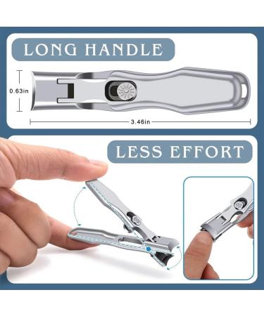 Nail Clippers Professional Extra Large Heavy Duty Wide Jaw Opening No Splash Fingernail Cutters Long Handle with Catcher File - Buy Online on GoSupps.com