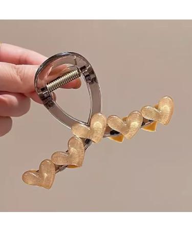 Women Hair Claw Heart Decor Anti-slip Teeth Plastic Material Hair Clip Large Size Back Head Hair Claw Yellow - Buy Online on GoSupps.com