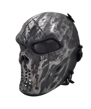 Airsoft Skull Mask, CS Protective Mask Paintball Full Face Skeleton Mask Silver Grey