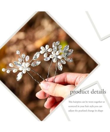 Catery Pearl Crystal Wedding Hair Pins Bridal Hair Pieces - Pack of 2, Silver Accessories for Women - Buy Online on GoSupps.com