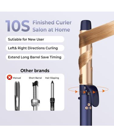 Rotating Curling Iron 5 Temperature 1 1/4 in Automatic Curling Iron Dual Voltage 360 Rotating Hair Curler Travel Auto Hair Curling Wands 1H Auto-Off & 30s Fast Heat Self Curler Hair Styling Tools Blue - Buy Online on GoSupps.com