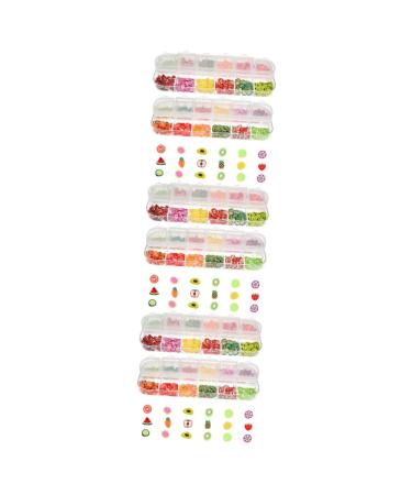 minkissy 6 Boxes 12 Flower Nail Art Slices Clay Slices Nail Flower Stickers Resin Flatback Pendants Clay Nail Decoration Nail Art Sticker Strawberries Crystal Mud Toy Fruit Polymer 3d