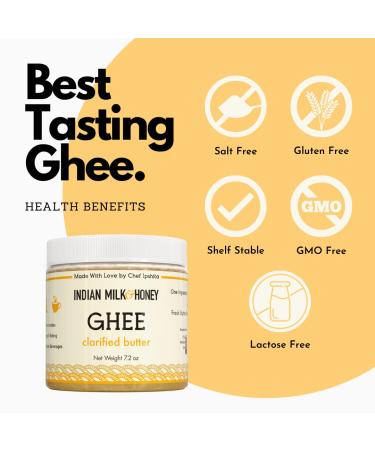 Premium Grass-Fed Indian Milk & Honey Ghee Butter 7.2 oz | Handmade, Lactose & Gluten-Free | 44 Servings | Recyclable PET Jar - Buy Online on GoSupps.com