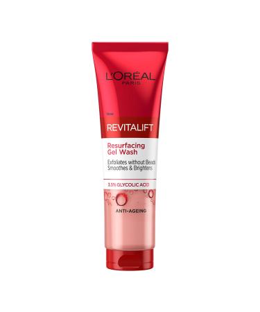L'Oreal Paris 3.5% Glycolic Acid Cleanser Revitalift Glycolic Resurfacing Gel Wash Gently Exfoliates To Smooth & Brighten Skin 150ml 150 ml (Pack of 1)