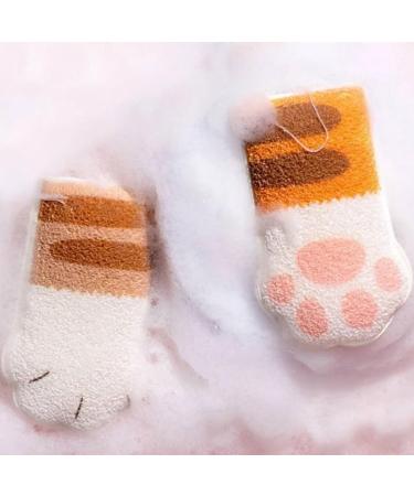 Body Exfoliating Sponge Elastic Cute Bathing Clean Scrub Brush with 4 Cat Paws Shower Scrub Brush - Buy Online on GoSupps.com