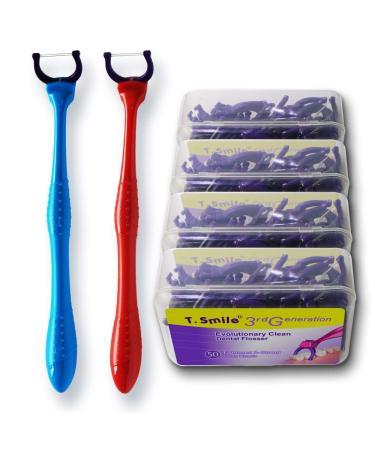 TEEsmile Evolutionary Clean Dental Flossers Kit of Handle(s) Plus Refillable Heads (2 Long Handles 200 Tightened 2-Strand Refills) 202 Piece Set +200 Tightened 2-strand Refills