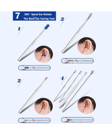 7Pcs/Set Steel Ear Wax Pickers & Remover Kit for Ear Care - Earwax Clean Curette Spoon Cleaner - Buy Online on GoSupps.com