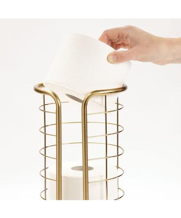 mDesign Omni Collection Toilet Paper Holder Stand - Stylish Soft Brass Finish - Freestanding Storage for 3 Rolls - Bathroom Floor Stand - Buy Online on GoSupps.com