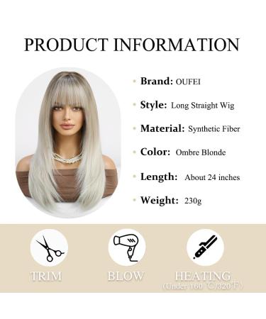 Oefei Pink Brown Ombre Wig | Long Straight Layered Synthetic Heat-Resistant Wig for Daily Wear Parties & Cosplay (Blonde Ombre 1130-1) - Buy Online on GoSupps.com
