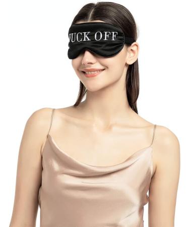 NMM Global 100% Mulberry Silk Sleep Mask | Adjustable Blackout Eye Cover for Men Women Adults | Fuck Off Design | Medium | Pack of 1 - Buy Online on GoSupps.com