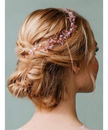 Deniferymakeup Headband Hair Vine Bridal Headpiece Crystal Wedding Hair Piece Leaf Blush Headpiece Bride Hair Accessories Bridal Fall Wedding Hair Piece Wedding Accessory Bridal Tiara (Silver) - Buy Online on GoSupps.com