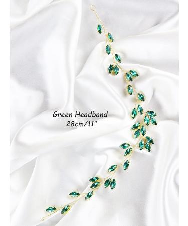 Green Rhinestone Headband - Bohemian Tiaras for Women & Girls | Goddess Costume Hair Accessories for Wedding, Christmas, Prom - Bridesmaid Gift - Buy Online on GoSupps.com