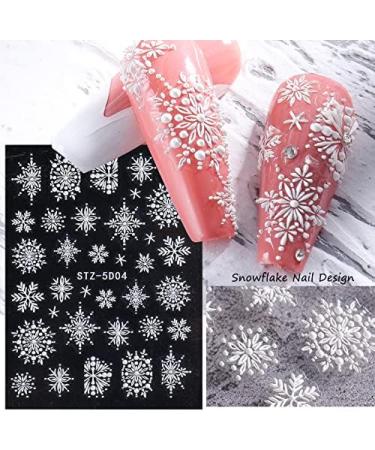 3D Embossed Christmas Nail Art Stickers Decals 4 Sheets 5D Self-Adhesive Snowman Snowflakes Nail Supplies Nail Art Design Decoration Accessories - Buy Online on GoSupps.com