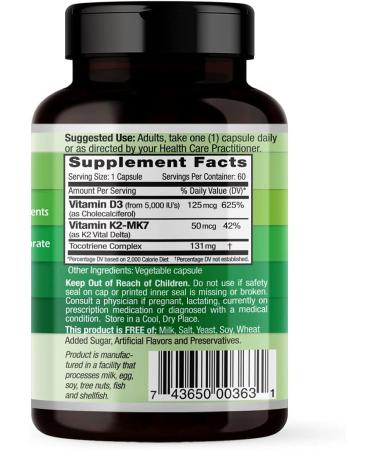 Emerald Laboratories Vitamin D3 + K2 â€“ 60 Veg Caps for Immune & Bone Health - Buy Online on GoSupps.com