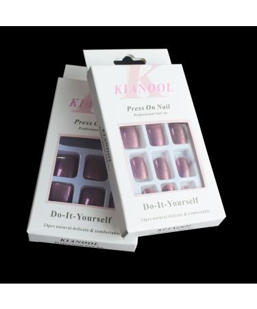 48-Piece Aurora Purple Artificial Nails Set | Glossy Acrylic Full Cover Fingernails & Toenails for Women & Girls - Buy Online on GoSupps.com