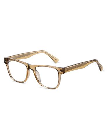 Pin Temple Square Tr90 Frame Blue Light Blocking Glasses for Women Men Anti UV Ray Computer Reading Glasses for Women Men Champagne 51 Millimeters