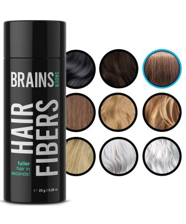 Brains & Son Hair Fiber - Premium Hair Thickener Immediately Conceals Receding Hairlines Hair Loss Balding Areas and Thinning Hair Undetectable Keratin Fibers - Hair Powder | 25g (BROWN)