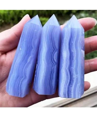 1pc 55mm-80mm Natural Crystal Tower Blue Lace Agate Towers Quartz Point for Feng Shui Suitable for Home Crystals Raw Stones and Minerals Stone Mineral Specimen - Buy Online on GoSupps.com