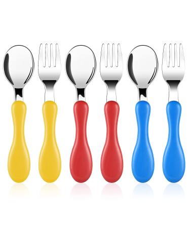 Vicloon Baby Fork and Spoon 6 PCS Toddler Utensils Spoons Forks Tableware Set Stainless Steel Toddler Utensils Baby Forks and Spoons Baby Feeding Cutlery Utensils Weaning Spoons for Kids Red/Blue/Yellow - Buy Online on GoSupps.com
