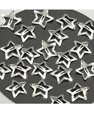 Silver Star Hair Clips for Girls - Set of 10 Kawaii Snap Hair Clips with Hollow Out Stars - Cute Hair Accessories for Kids and Women - Buy Online on GoSupps.com