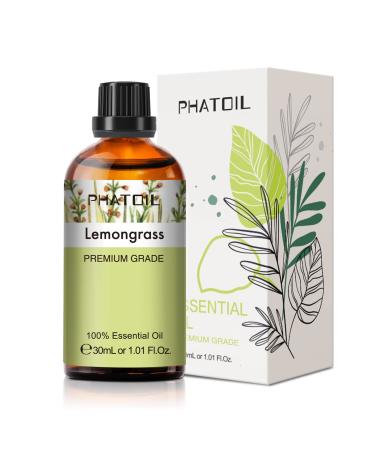 PHATOIL Lemongrass Essential Oil 30ML Premium Grade Pure Essential Oils for Diffusers for Home Perfect for Aromatherapy Diffuser Humidifier Candle Making Lemongrass 30 ml (Pack of 1)