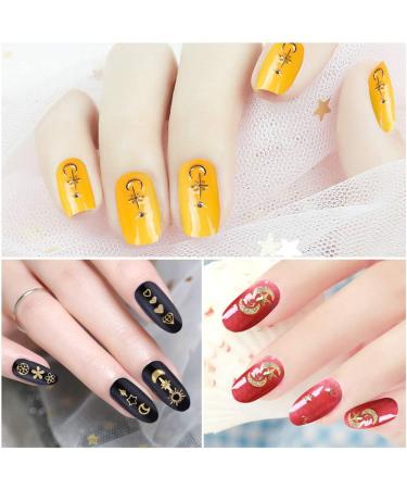6 Boxes Gold Metal Nail Studs Charms Accessories for Women - 3D Punk Star Moon Heart Triangle Square Rivet Gems Nail Art Jewels Decal - Fingernails & Toenails Decorations - Buy Online on GoSupps.com