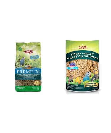 Living World Premium Parakeet/Budgie Mix 2-Pounds + Living World Spray Millet - 200 g (7 oz)