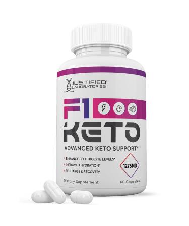 Justified Laboratories F1 Keto Pills 1275MG New & Improved Formula Contains Apple Cider Vinegar Extra Virgin Olive Oil Powder Green Tea Leaf 60 Capsules 60 Count (Pack of 1)