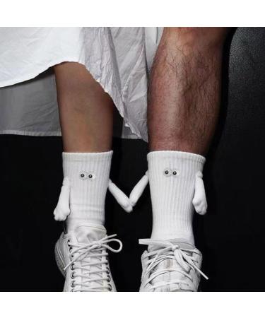 Magnetic Suction 3D Doll Couple Socks - Cute Novelty Gift for Him & Her | Casual Funny Socks 1 Pair White - Buy Online on GoSupps.com
