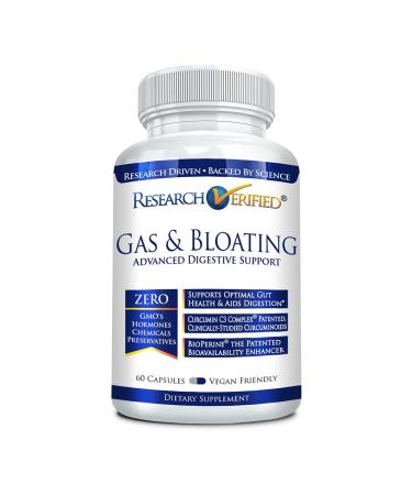 Research Verified Gas and Bloating - Relax Intestinal Muscles Eliminate Gas Buildup - Artichoke Powder Ginger Peppermint Leaf Powder - 60 Capsules - Vegan 60 Count (Pack of 1)