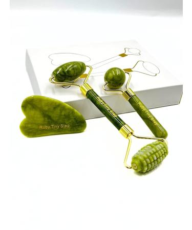 Buy Natural Jade Roller & Gua Sha Set - Facial Massage Tools for Skin Care Fine Lines Relief & Muscle Relaxation | International Shipping Available - Buy Online on GoSupps.com
