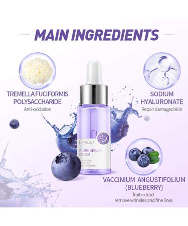 Blueberry Face Serum with Sodium Hyaluronic Acid | Moisturizing Skin Care for Brightening Dark Spots & Fine Lines - Daily Repair Essence - Buy Online on GoSupps.com