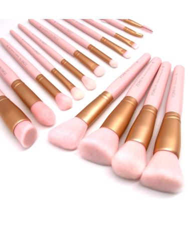 Z'OREYA Makeup Brushes 15Pcs Makeup Brush Set Premium Synthetic Kabuki Brush Cosmetics Foundation Concealers Powder Blush Blending Face Eye Shadows Brush Set (Pink) C-Pink