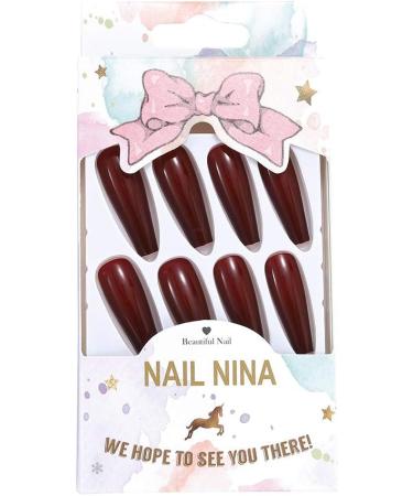 Coffin False Nails Press on Nails French Long Fake Nails Ballerina Acrylic Stick on Nails 24pcs for Women and Girls (Color : Pink Size : I) - Buy Online on GoSupps.com