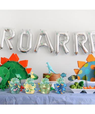 Dinosaur Cupcake Toppers & Wrappers Set - 48 Pieces | Baby Cute Dino Party Decor for Boys, Girls, Kids Birthday, Baby Shower & Jurassic Park Themed Events - Buy Online on GoSupps.com