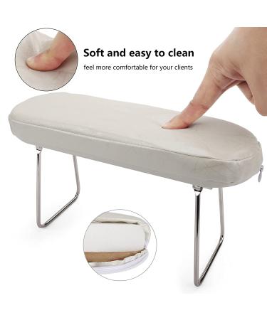 Nail Pillow Hand Rest - Microfiber Leather Arm Cushion Stand for Professional Manicures (White) - Buy Online on GoSupps.com